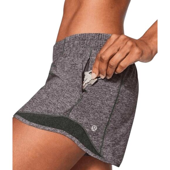 LULULEMON ATHLETICA Hotty Hot Short (Long '4") In Heathered Black Size 4 Tall - Picture 1 of 4